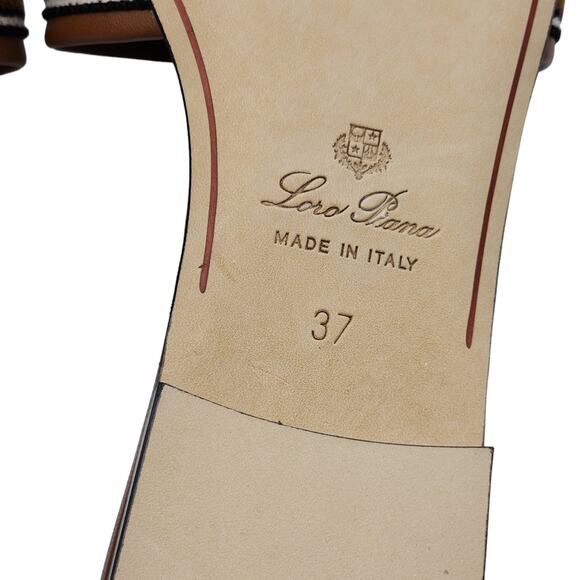 Loro Piana The Suitcase Stripe Flat Sandals in Brown - Picture 11 of 11